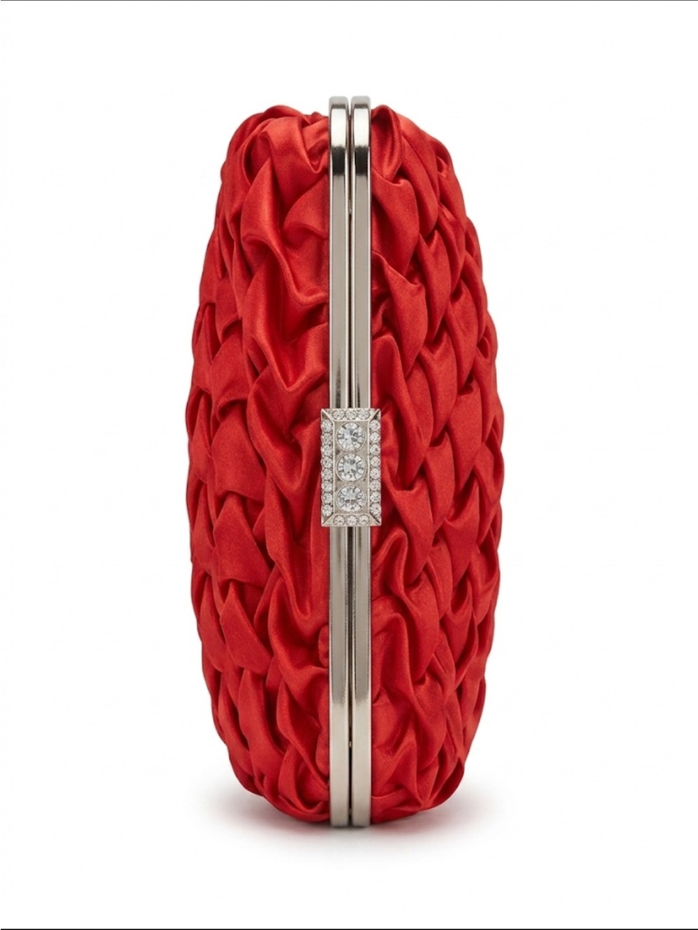 Lulu Townsend Red Satin Woven Frame Clutch - Picture 3 of 3